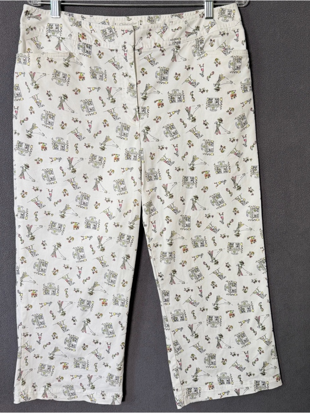 Capris with City Art Shopping Artsy Motif Culottes